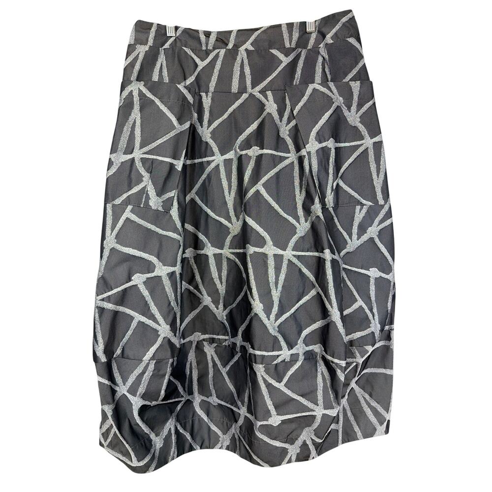 Sun Kim Comfy USA Grey Partial Stretch Waist Balloon Midi Skirt XL